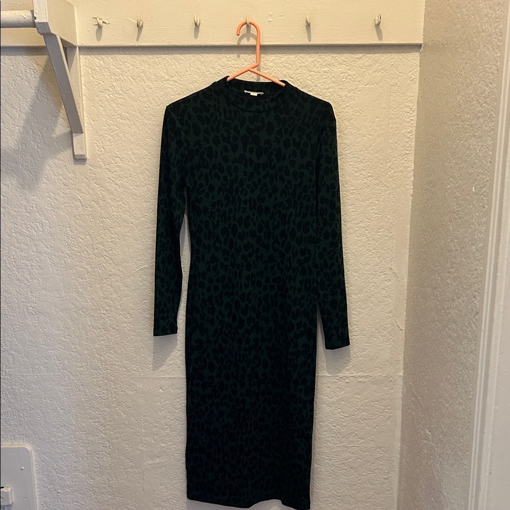 Whistles Black Animal Print Long Sleeve Dress